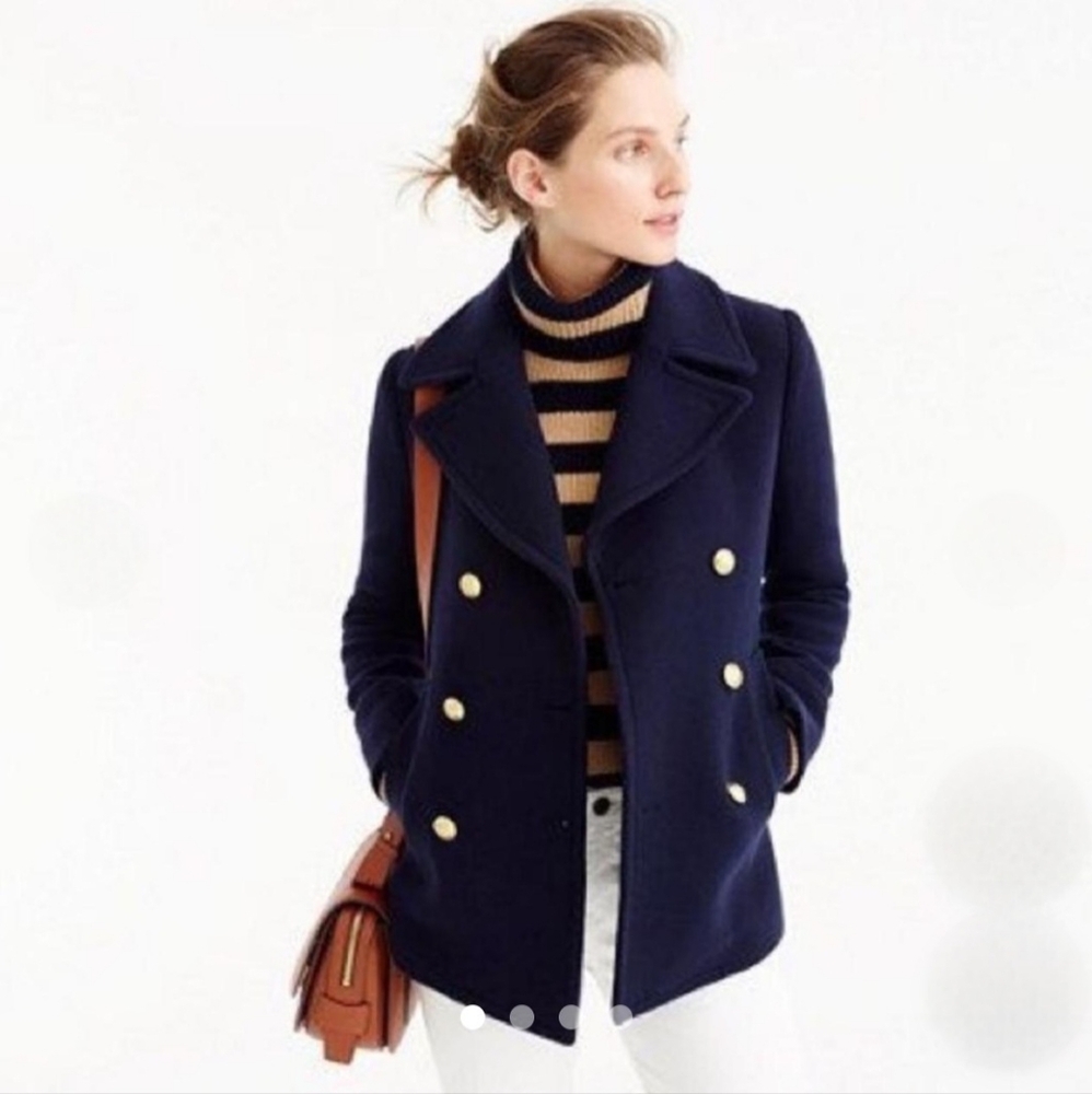 J. Crew | Wool blend Pea Coat, Size 6, Navy